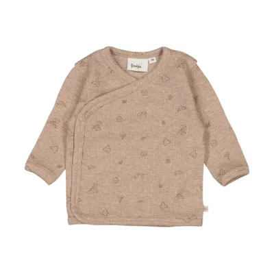 Feetje Fall Favorites Rib Print Overslagshirt - Hazelnoot Melange