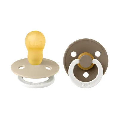 BIBS Glow In The Dark Fopspeen - Rond - 2 Stuks - 18+ Mnd - Vanilla/Dark Oak