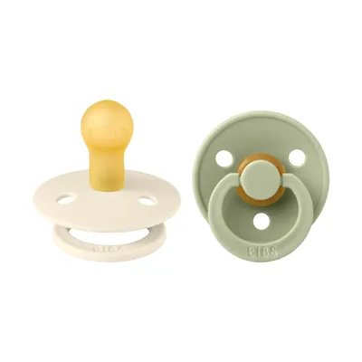 BiBs Fopspeen - Rond - 2 Stuks - 0-6 Mnd - Sage/Ivory
