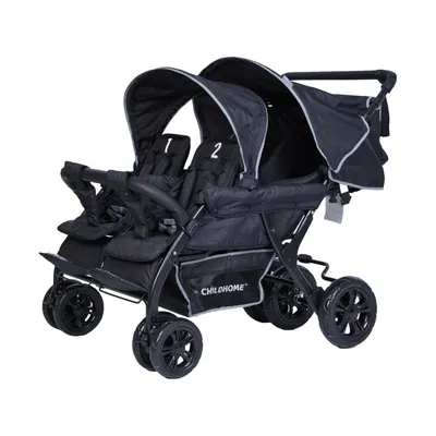 Childhome Kinderwagen - Quadruple - 4 Kinderen - Zwart