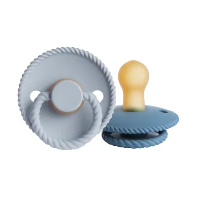 FRIGG Rope Fopspeen - Rond - 2 Stuks - 0-6 Mnd - Ocean Blue/Powder Blue