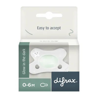 Difrax Glow In The Dark Fopspeen - Anatomisch - 0-6 Mnd - Wit