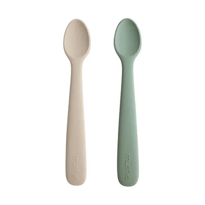 Mushie Silicone Lepel Baby - 2 Stuks - Cambridge Blue / Shifting Sand