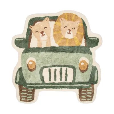 Little Dutch Safari Auto Vloerkleed - 108 x 110 cm - Groen