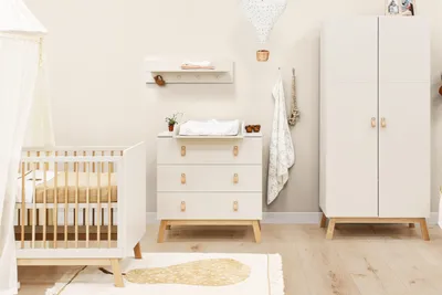 Bopita Ledikant 70 x 140 cm - Commode - Kast 2drs - Lines - Dune/Natural