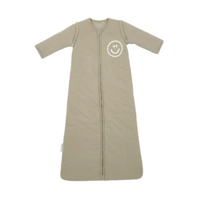 Meyco Baby Slaapzak Met Afritsbare Mouwen Slub Met Smile Applicatie Taupe / Offwhite 70 cm