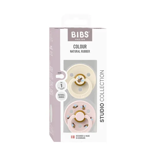 BiBs Studio Colour Fopspeen - Rond - 2 Stuks - 6-18 Mnd - Bumblebee Ivory 