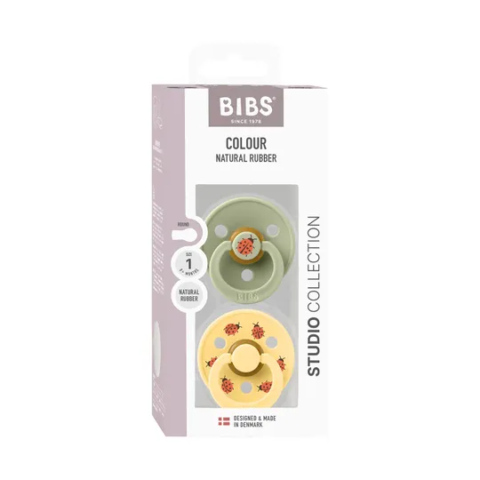 BiBs Studio Colour Fopspeen - Rond - 2 Stuks - 18+ Mnd - Ladybug Sage Mix 