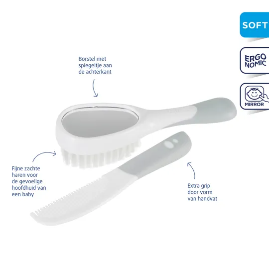 Difrax Borstel En Kam Set Zilver