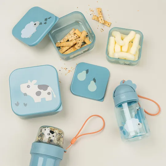 Done By Deer Tiny Farm Snack Box - 3 Stuks - Blue