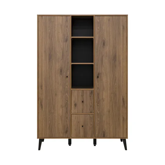 Bopita Zara 2-Deurskast XL - Walnoot/Mat Zwart