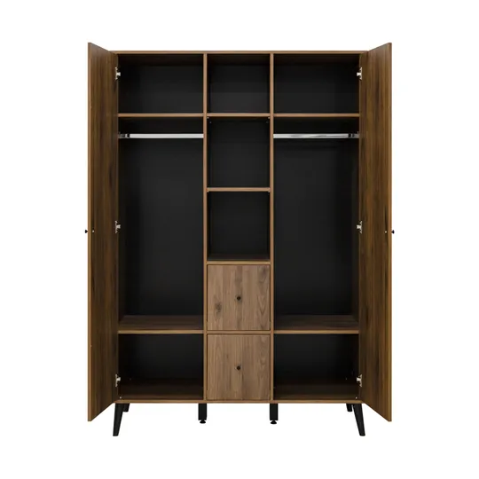 Bopita Zara 2-Deurskast XL - Walnoot/Mat Zwart