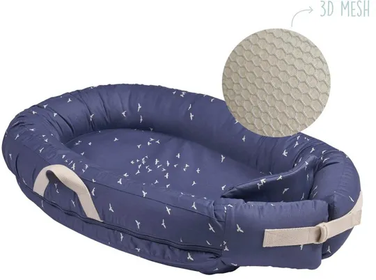 Voksi Babynest Premium Mesh Poppy Blue Flying