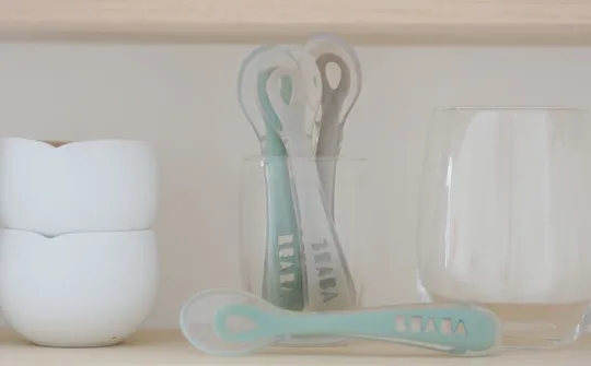 Béaba Set van 4 Siliconenlepels 2de Leeftijd - Natural