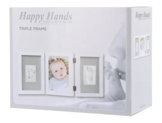Happy Hands Baby Print Triple Frame Kit White