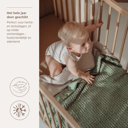 Meyco Ledikantdeken Waffle Cotton Olive Green 100x150 cm