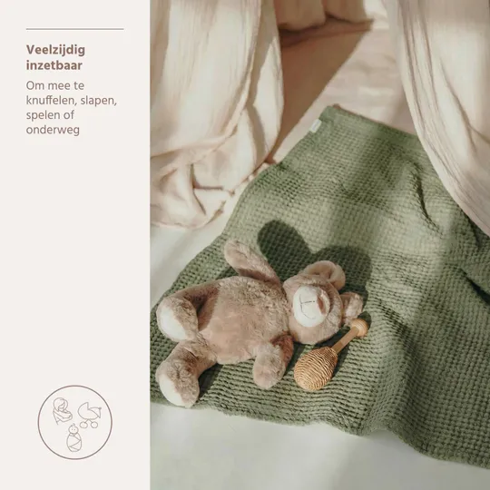 Meyco Ledikantdeken Waffle Cotton Olive Green 100x150 cm