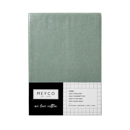 Meyco Ledikanthoeslaken Jersey Stone Green 60 x 120 cm (2-Pack)