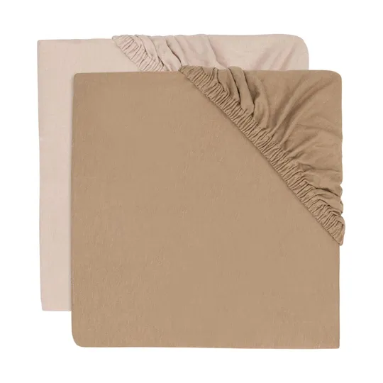 Jollein Hoeslaken Jersey - 2 Stuks - 60 x 120 cm - Wild Rose/Biscuit