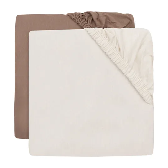 Jollein Hoeslaken - Jersey - 2 Stuks - 70/75×140/150 cm - Milky Coffee/Ivory