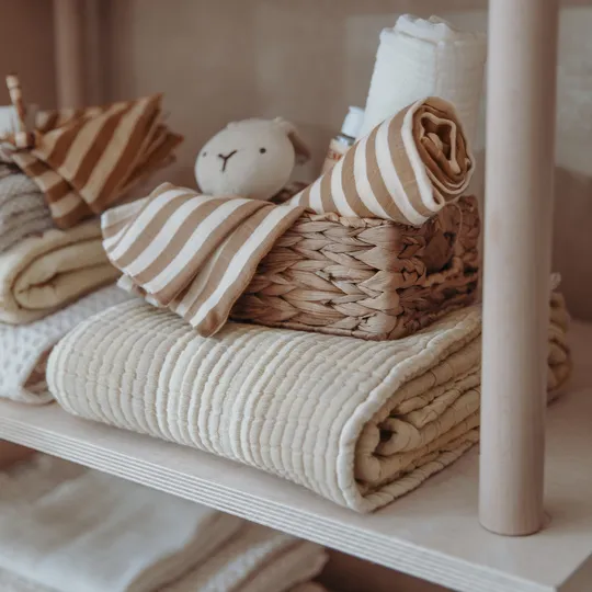 Meyco Deken Pre Washed Hydrofiel Jacquard Stripe Sand 75x100 cm