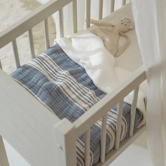 Meyco Deken Pre Washed Hydrofiel Jacquard Stripe Indigo 75x100 cm