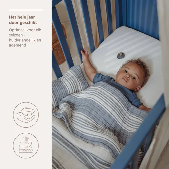 Meyco Deken Pre Washed Hydrofiel Jacquard Stripe Indigo 100x150 cm