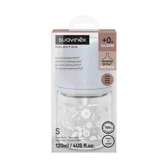 Suavinex Wonderland SX Pro Fles Glas - Slow Flow - 120ml - Blauw