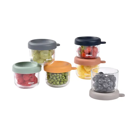 Beaba Glazen Bewaarpotje 150 ml - 6 Stuks - Color Mix