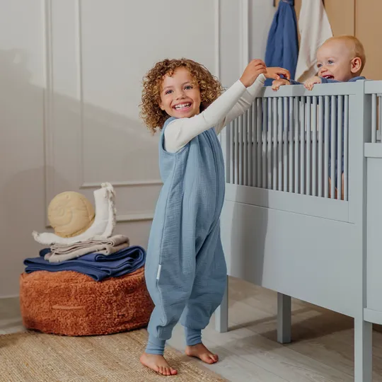 Meyco Slaapzak Jumper Gevoerd Pre-Washed - 92 cm - Hydrofiel - Jeans Blue