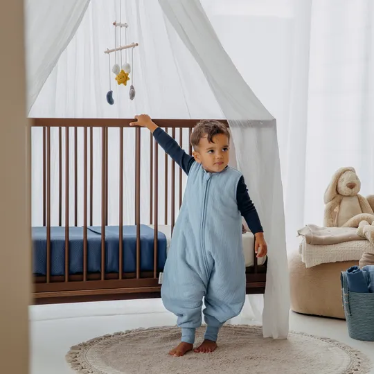 Meyco Slaapzak Jumper Gevoerd Pre-Washed - 92 cm - Hydrofiel - Jeans Blue