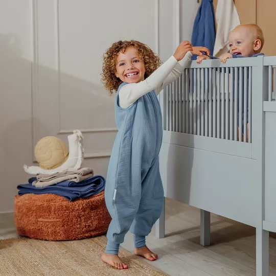 Meyco Slaapzak Jumper Gevoerd Pre-Washed - 104 cm - Hydrofiel - Jeans Blue 