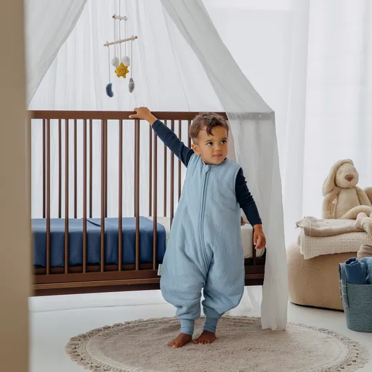 Meyco Slaapzak Jumper Gevoerd Pre-Washed - 104 cm - Hydrofiel - Jeans Blue 