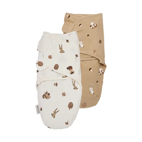 Meyco Inbakerdoek - 2 Stuks - 0-3 Mnd - Forest Animals Sand 