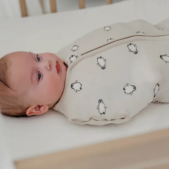 Meyco Cocoon Inbakerslaapzak - 70cm - Penguin - Soft Sand 