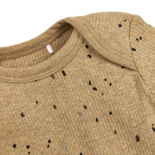 Meyco Baby Pyjama Rib - Maat 50/56 - Mini Spot Toffee Melange 