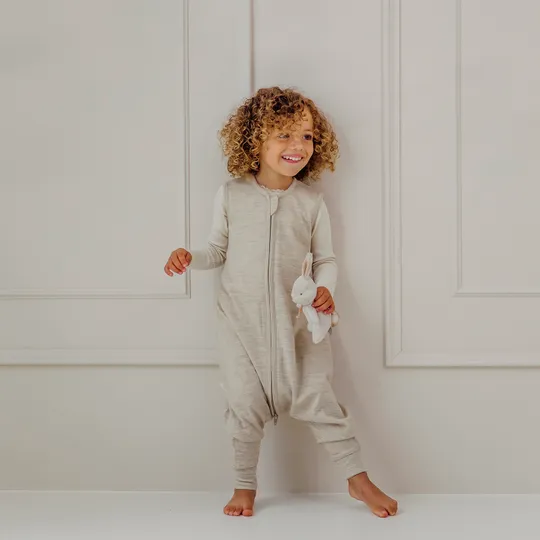 Meyco Baby Slaapzak Jumper - Studio - Merinowol - Sand Melange - 92 cm