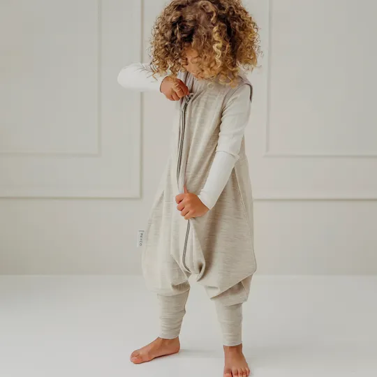 Meyco Baby Slaapzak Jumper - Studio - Merinowol - Sand Melange - 104 cm