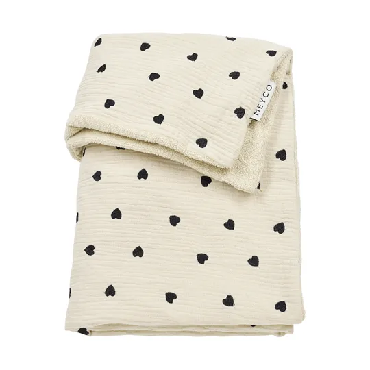 Meyco Deken Borduur Pre-Washed - 100 x 150 cm - Hydrofiel/Badstof - Sweet Heart Soft Sand