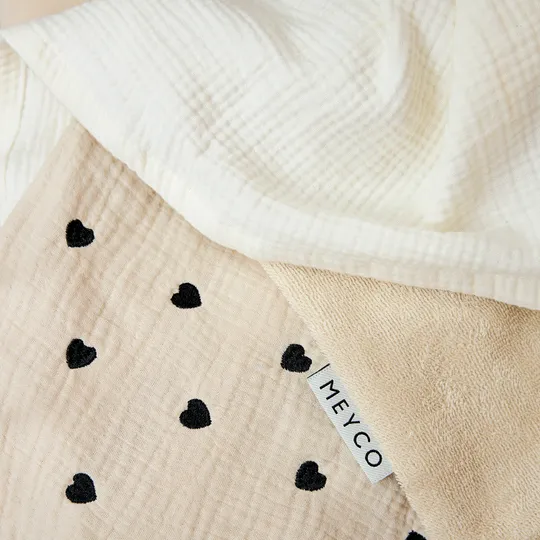 Meyco Deken Borduur Pre-Washed - 100 x 150 cm - Hydrofiel/Badstof - Sweet Heart Soft Sand