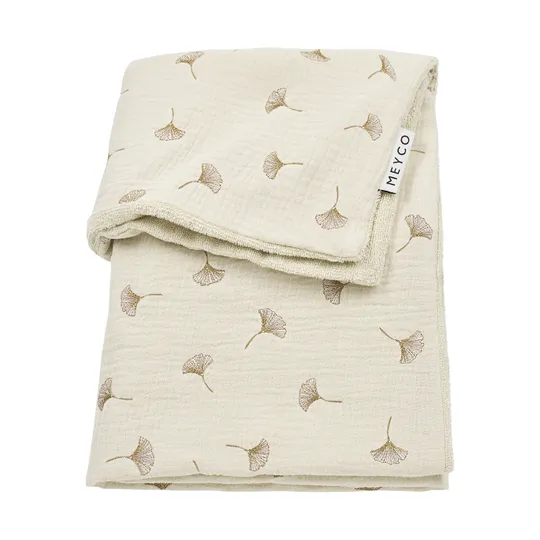 Meyco Deken Borduur Pre-Washed - 100 x 150 cm - Hydrofiel/Badstof Ginkgo - Soft Sand