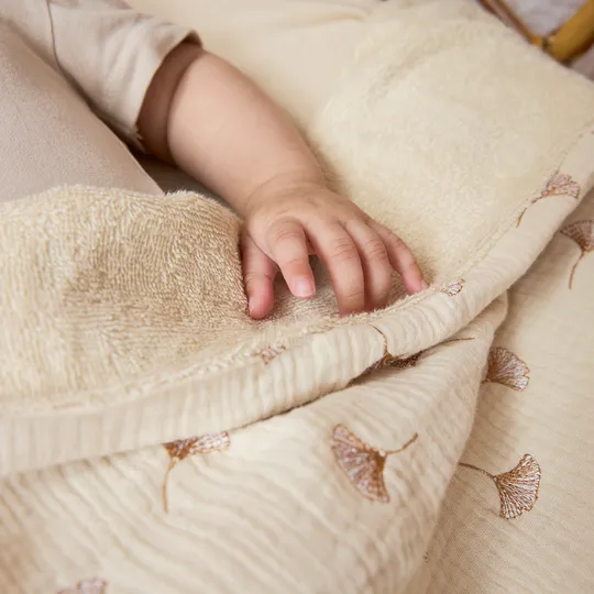 Meyco Deken Borduur Pre-Washed - 100 x 150 cm - Hydrofiel/Badstof Ginkgo - Soft Sand