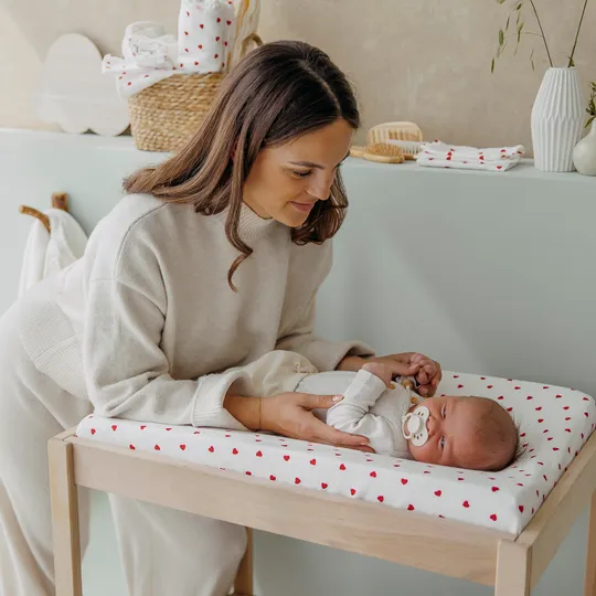 Meyco Aankleedkussenhoes Print - 50 x 70 cm - Jersey - Sweet Heart White/Red 