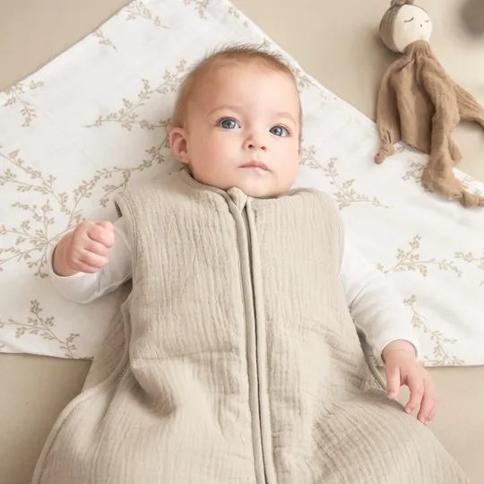 Meyco Baby Slaapzak Hydrofiel Gevoerd Uni Pre-Washed Sand 110 cm