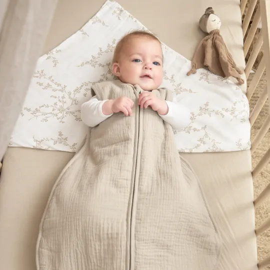 Meyco Baby Slaapzak Hydrofiel Gevoerd Uni Pre-Washed Sand 70 cm