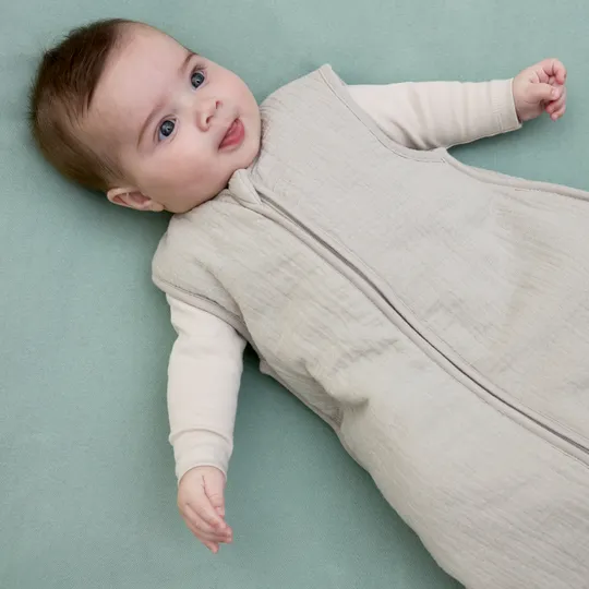 Meyco Baby Slaapzak Hydrofiel Gevoerd Uni Pre-Washed Greige 90 cm