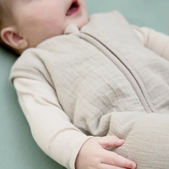 Meyco Baby Slaapzak Hydrofiel Gevoerd Uni Pre-Washed Greige 90 cm