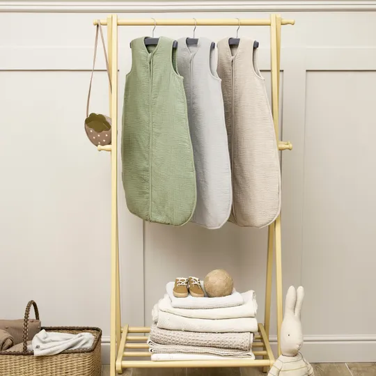 Meyco Baby Slaapzak Hydrofiel Gevoerd Uni Pre-Washed Olive Green 60 cm