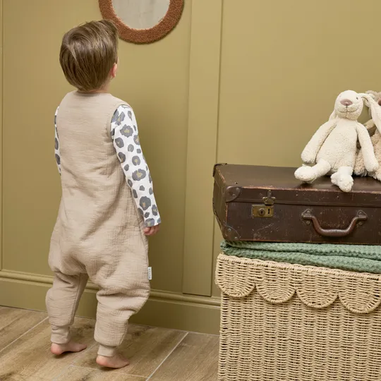 Meyco Baby Slaapzak Jumper Winter Hydrofiel Uni Pre-Washed Sand 80 cm