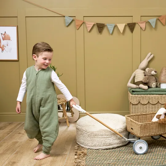 Meyco Baby Slaapzak Jumper Winter Hydrofiel Uni Pre-Washed Olive Green 104 cm